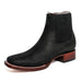 Los Altos Men's Boot Wide Square Toe Nobuck Black Leather Sole - Nobuck Black