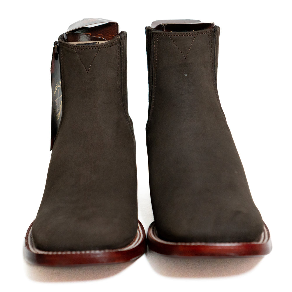 Los Altos Men's Boot Wide Square Toe Nobuck Dark Tabacco (Black) - Nobuck Black