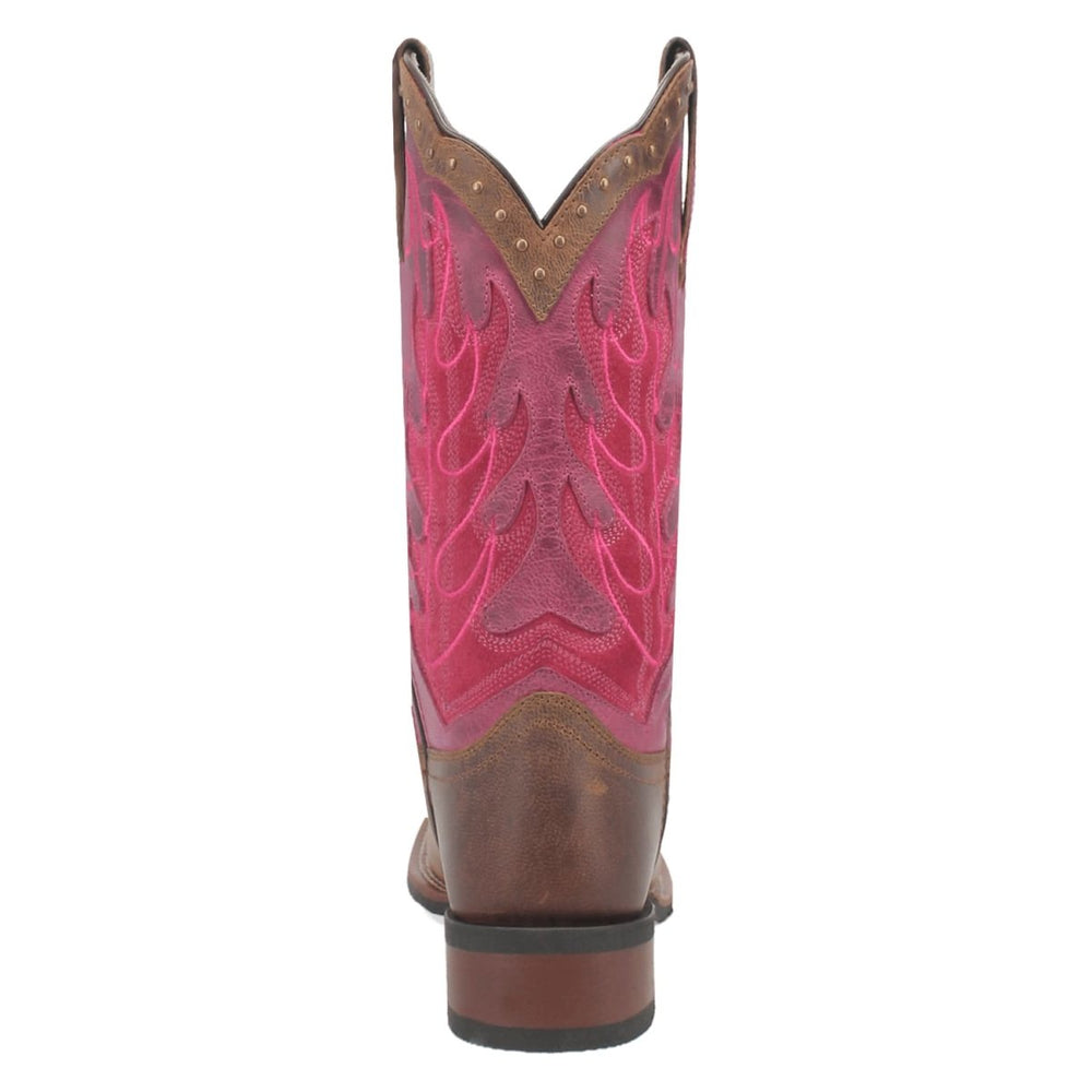 Laredo Women's Faye Broad Square Toe Leather Boots - Brown / Pink 3117