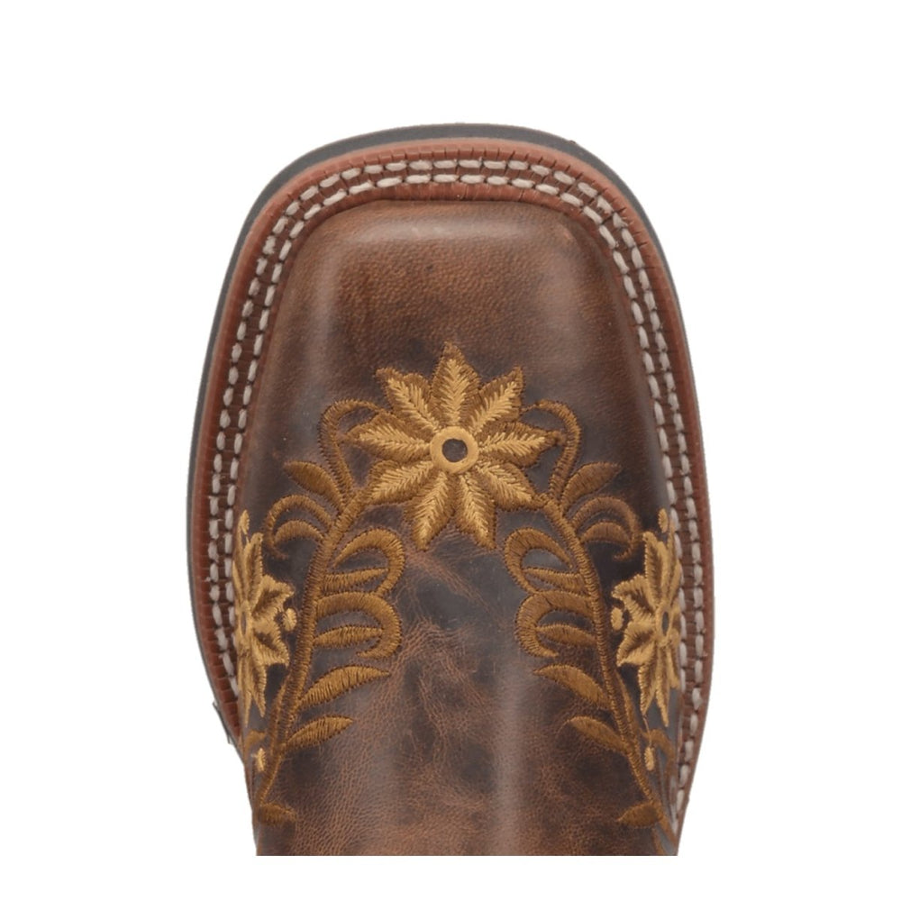 Laredo Women's Secret Garden Broad Square Toe Leather Boots - Brown 5822