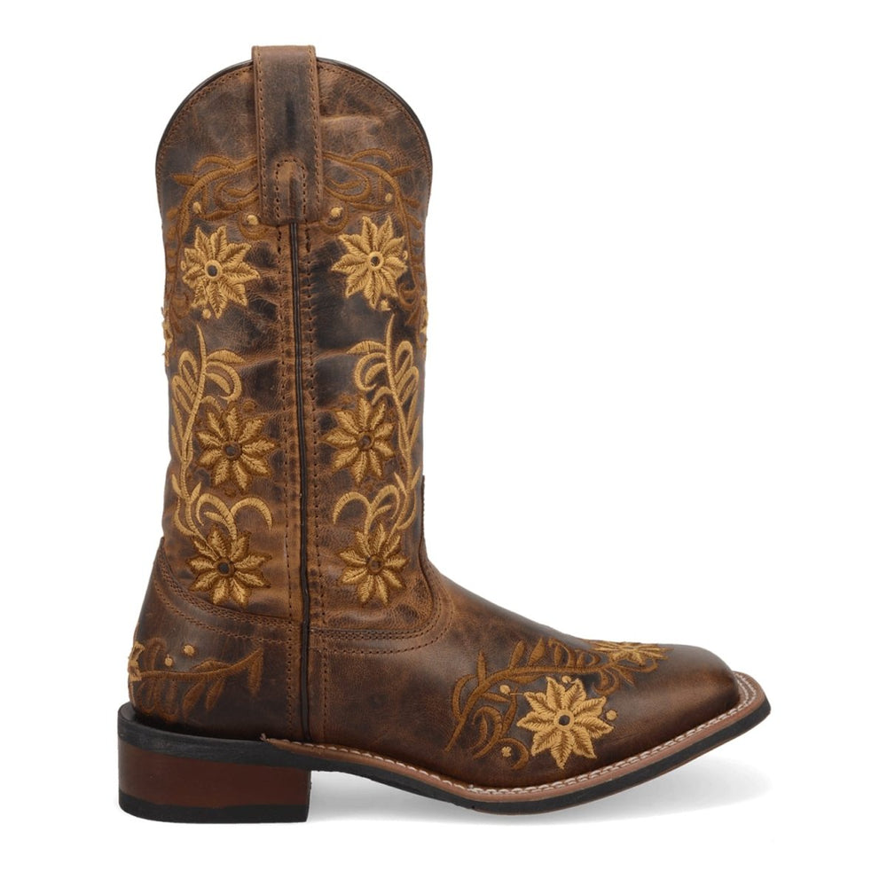 Laredo Women's Secret Garden Broad Square Toe Leather Boots - Brown 5822