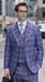 Statement Men's 3-Piece 100% Wool Tailored Fit Glen Plaid Suit - Double Breasted Vest - Navy