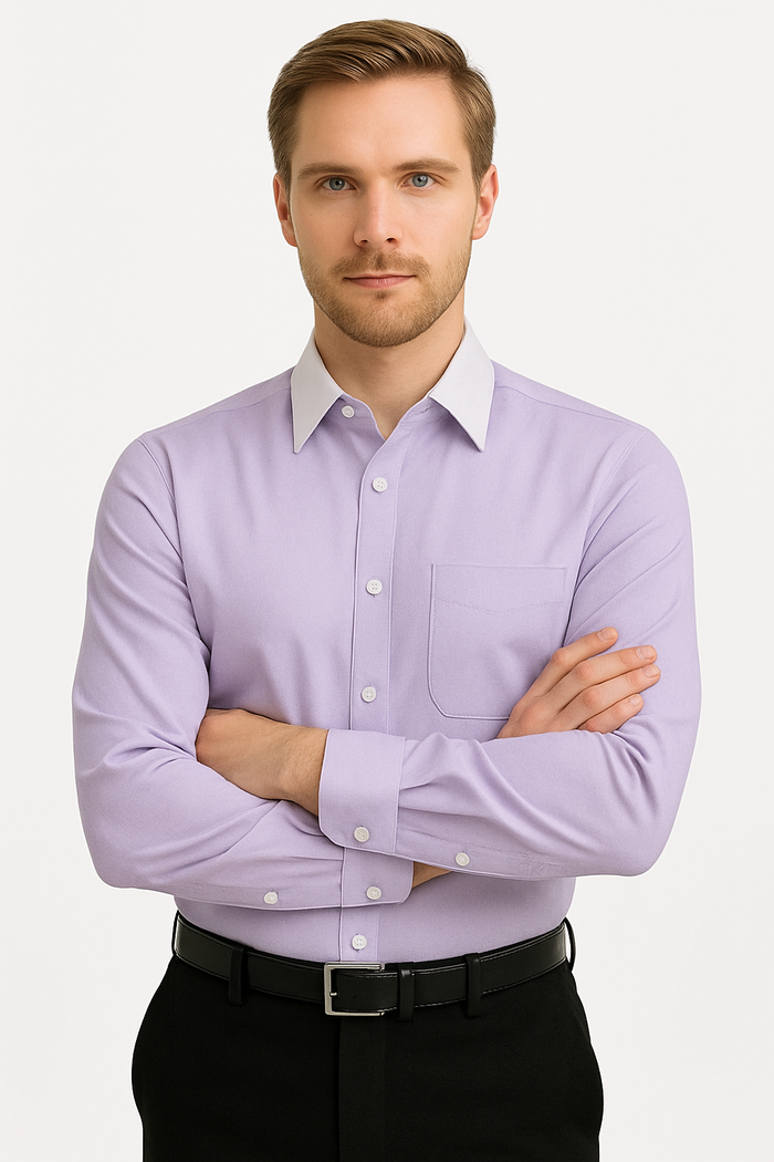 Classic Stylish Fashionable -White Collar Two Toned Contrast white collars Multi-color Men's Dress Shirt