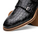 Zelli Legerra Hand Burnished Crocodile Print Monk Strap in Black