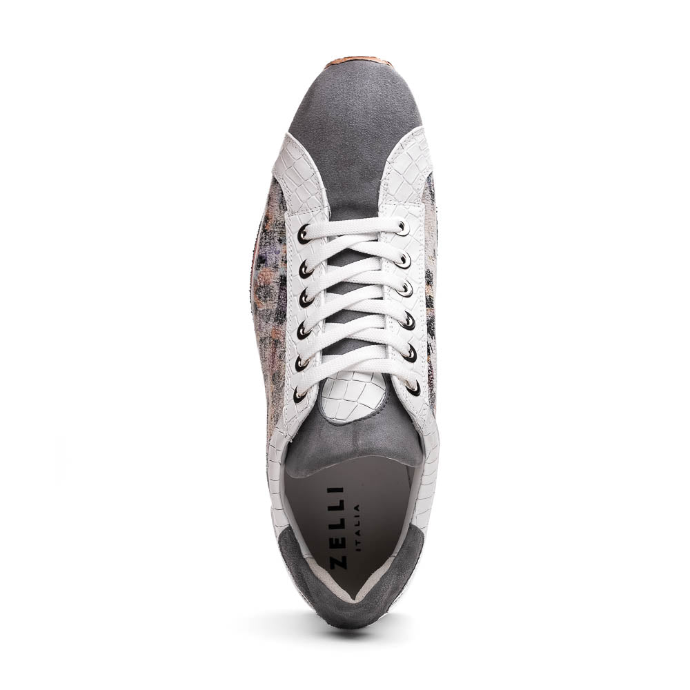 Zelli Leo Sueded Italian Goatskin Sneakers Grey Multi (66-250-GRY)