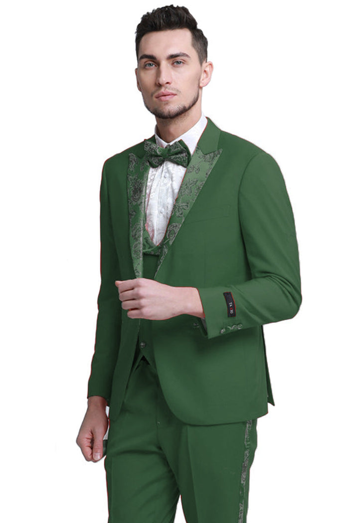 Men's Hunter Green Vested Prom & Wedding Tuxedo
