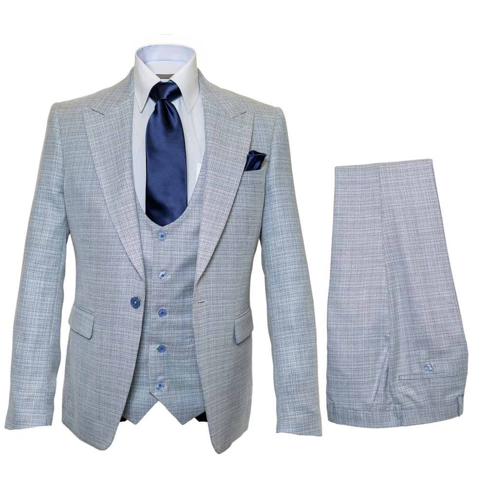Glacier Crosshatch Light Grey 3-Piece Modern Luxe Suit by Rossiman