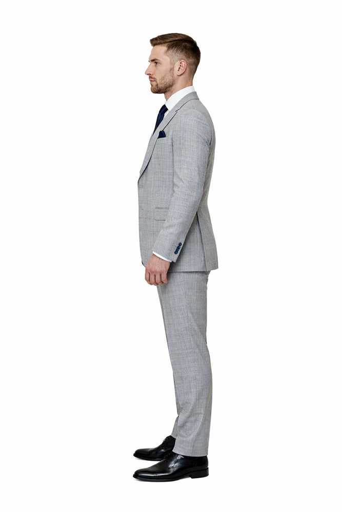 Glacier Crosshatch Light Grey 3-Piece Modern Luxe Suit by Rossiman