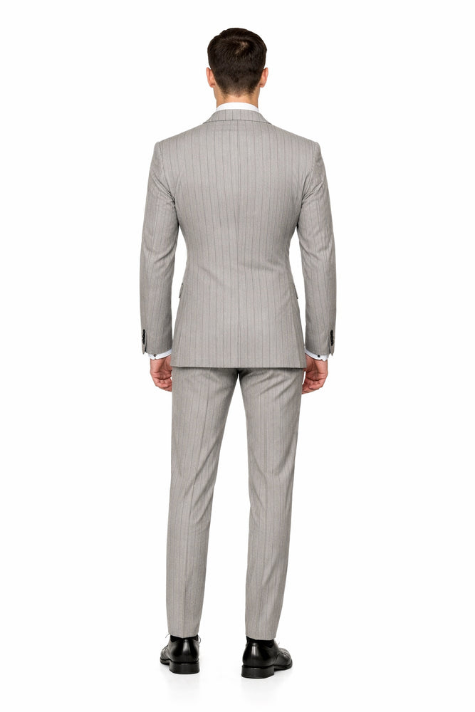 Rossiman Sovereign Light Grey Pinstripe Double Breasted Suit