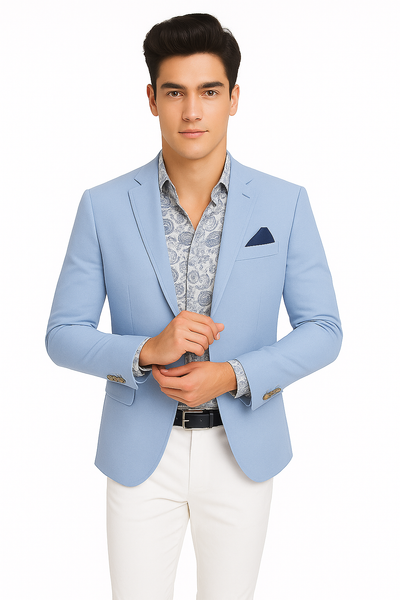 Linen Blazer - Light Blue Linen Sportcoat