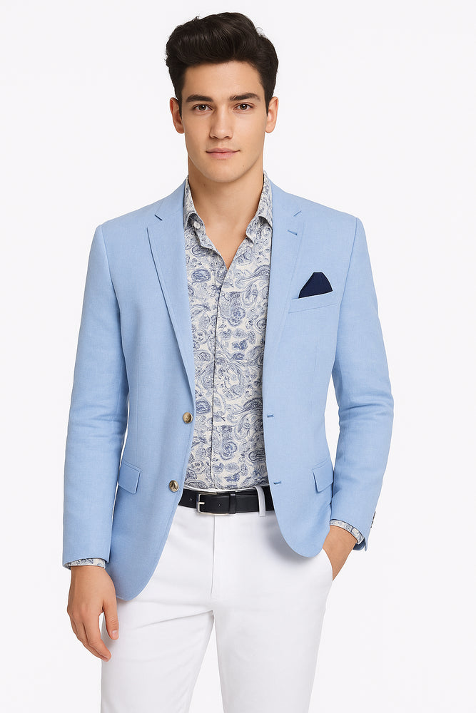 Linen Blazer - Light Blue Linen Sportcoat