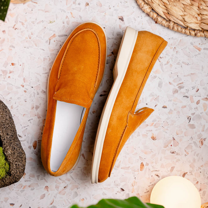 Zelli Livorno Sueded Goatskin Loafer in Cognac | Casual Slip-On Shoe