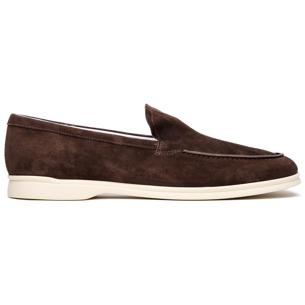 Zelli Livorno Sueded Italian Goatskin Slip-On Loafers in Brown