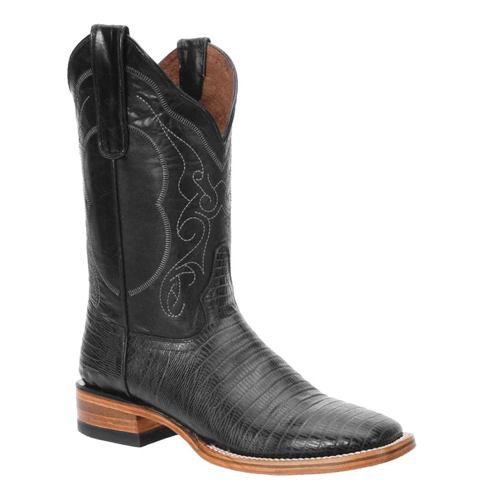 Mens White Diamond Boot Black Lizard Print Boots Square Toe