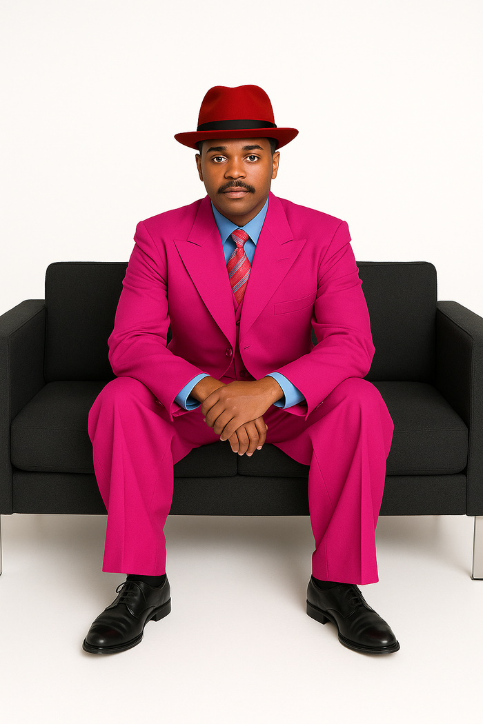 "Classic Men's Pink Zoot Suit - 2PC Long Fashion Ensemble"