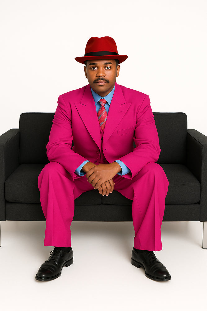 "Classic Men's Pink Zoot Suit - 2PC Long Fashion Ensemble"
