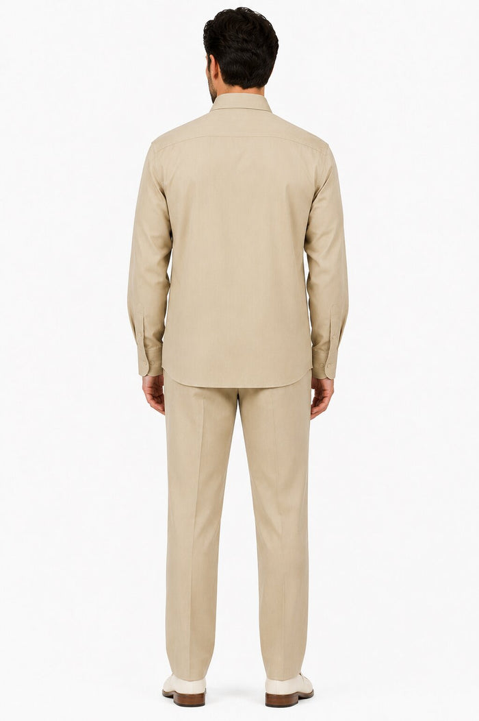 Long Sleeve Walking Suit - Casual Suits For Men + Mens Leisure Suit + Khaki