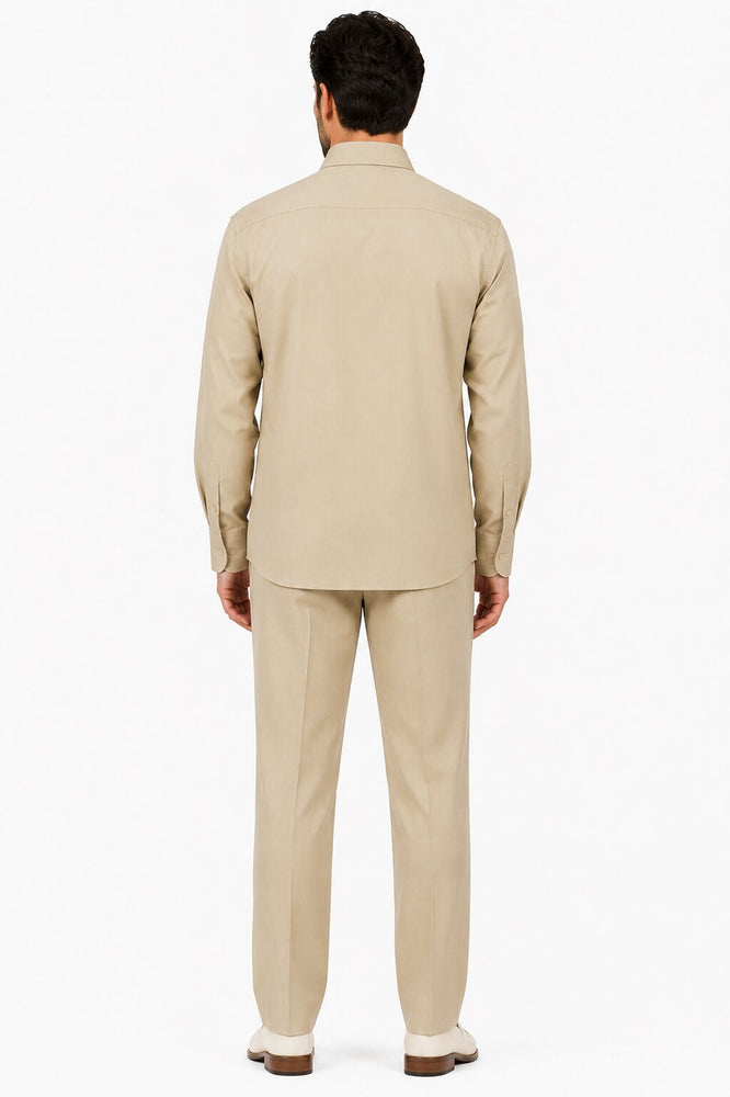 Long Sleeve Walking Suit - Casual Suits For Men + Mens Leisure Suit + Khaki