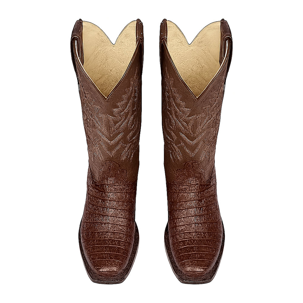 Los Altos Belly 7 Toe Brown Caiman Boots