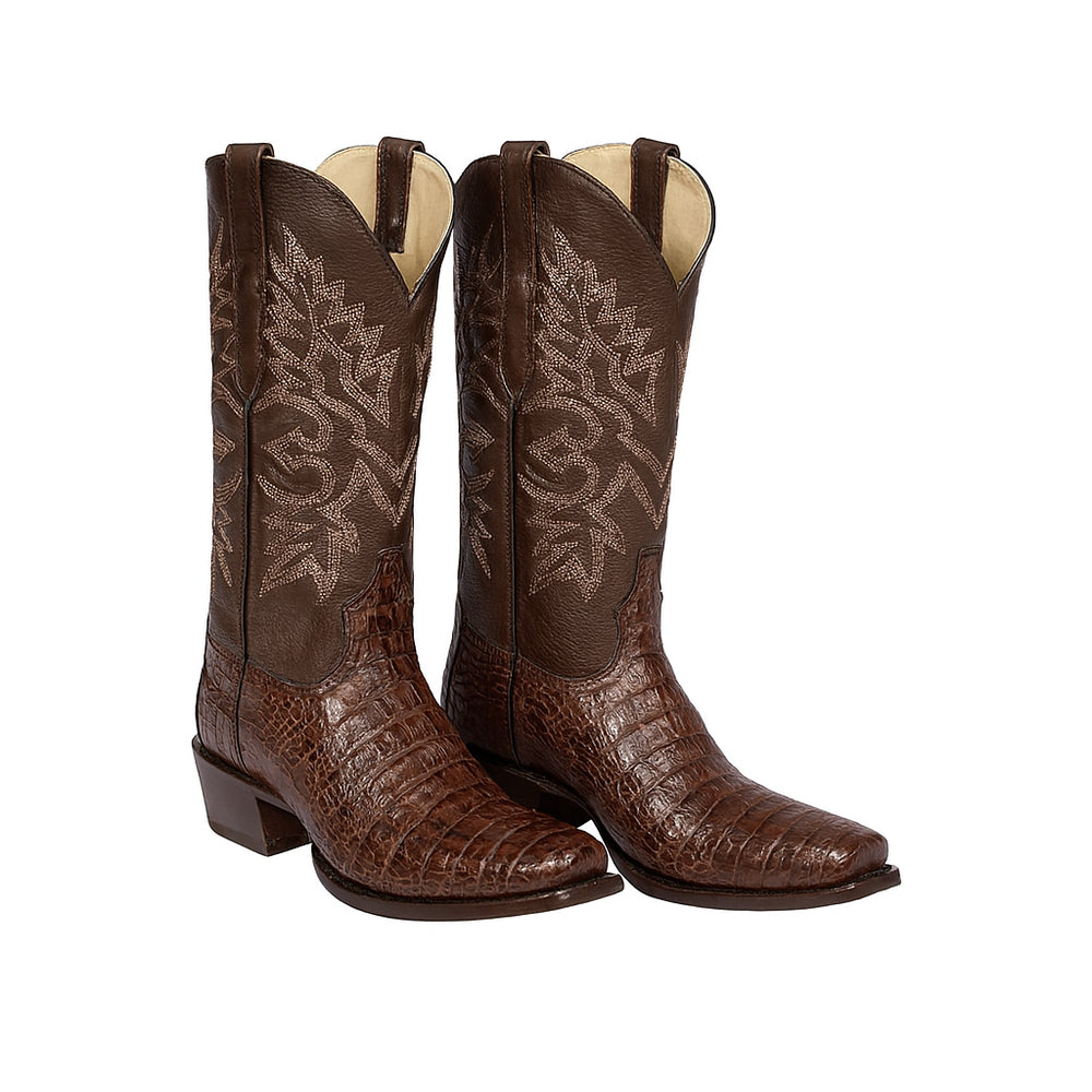 Los Altos Belly 7 Toe Brown Caiman Boots