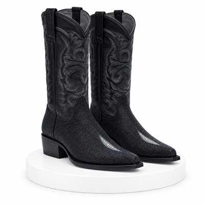 Los Altos Black Snip Toe Genuine Stingray