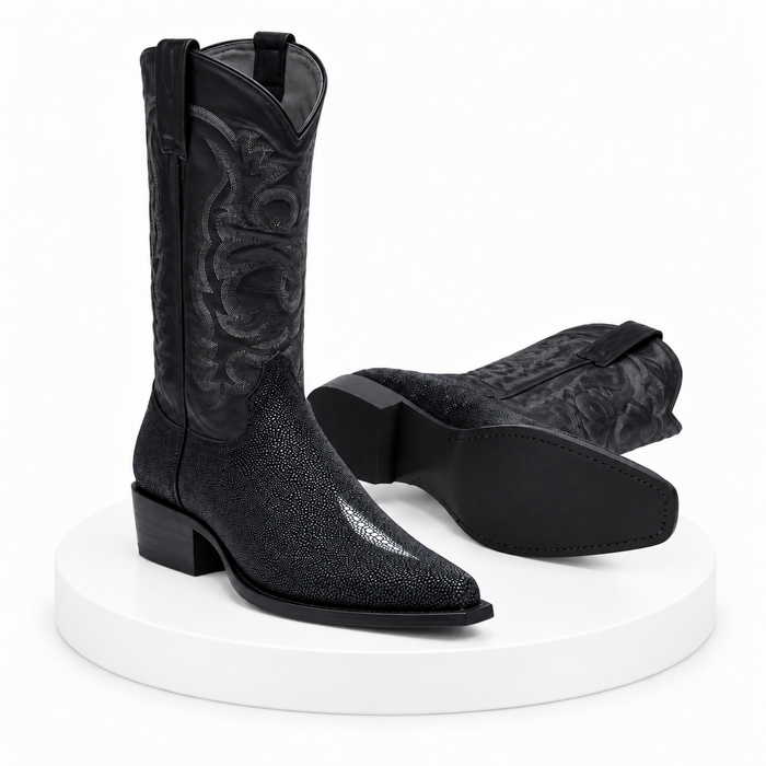 Los Altos Black Snip Toe Genuine Stingray