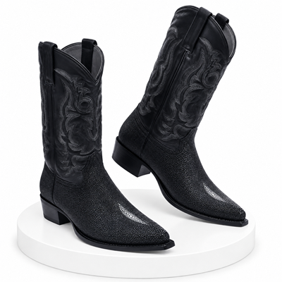 Los Altos Black Snip Toe Genuine Stingray