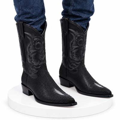 Los Altos Black Snip Toe Genuine Stingray