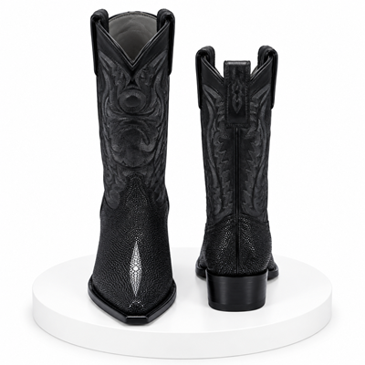 Los Altos Black Snip Toe Genuine Stingray