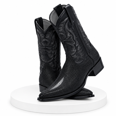 Los Altos Black Snip Toe Genuine Stingray