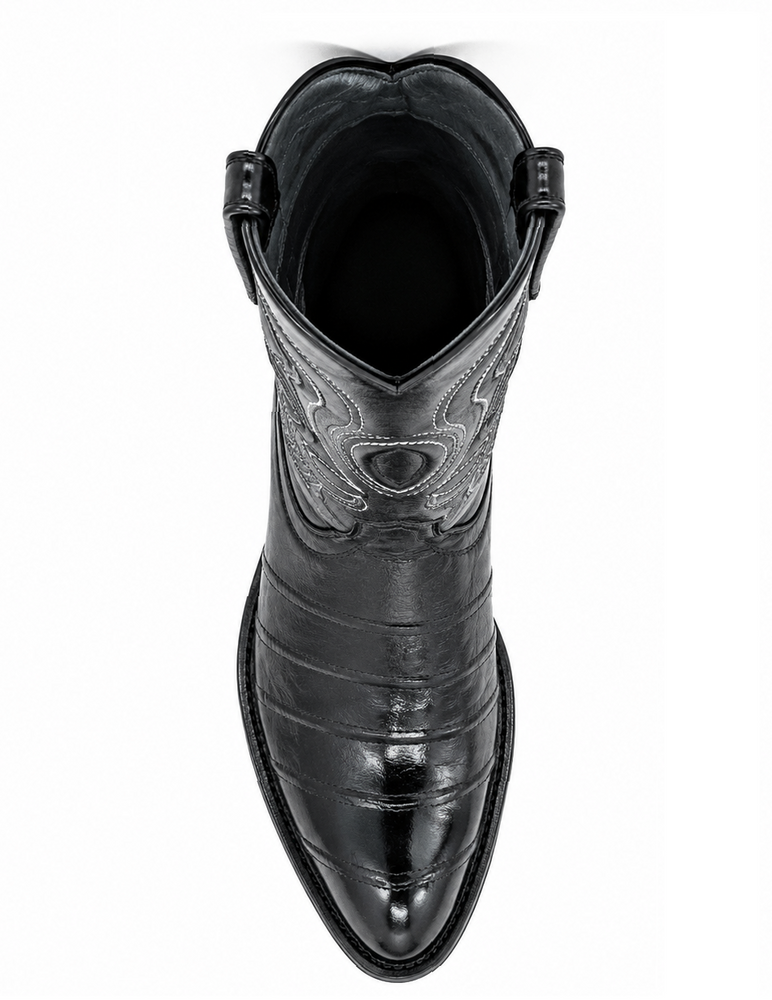 Los Altos Boots Black R-Toe Genuine Eel - Botas De Anguila