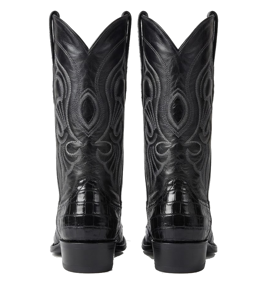 Los Altos Boots Black R-Toe Genuine Eel - Botas De Anguila