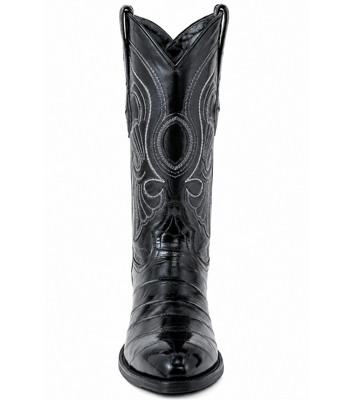 Los Altos Boots Black R-Toe Genuine Eel - Botas De Anguila