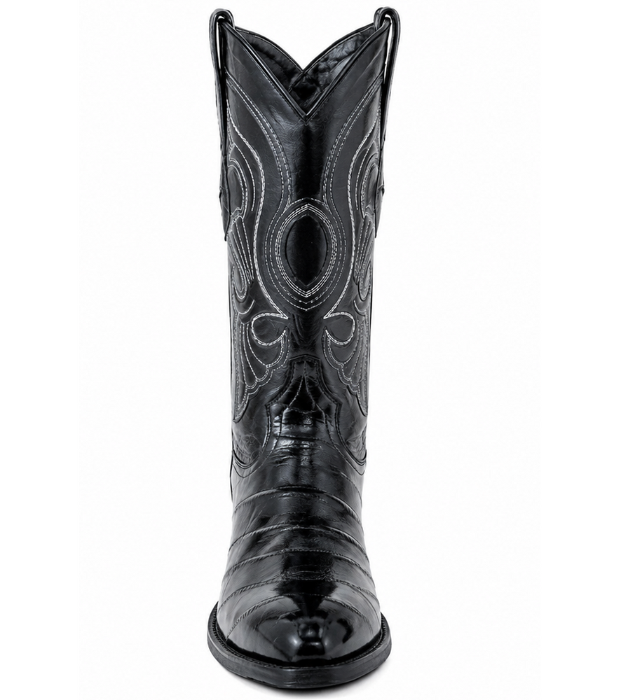 Los Altos Boots Black R-Toe Genuine Eel - Botas De Anguila