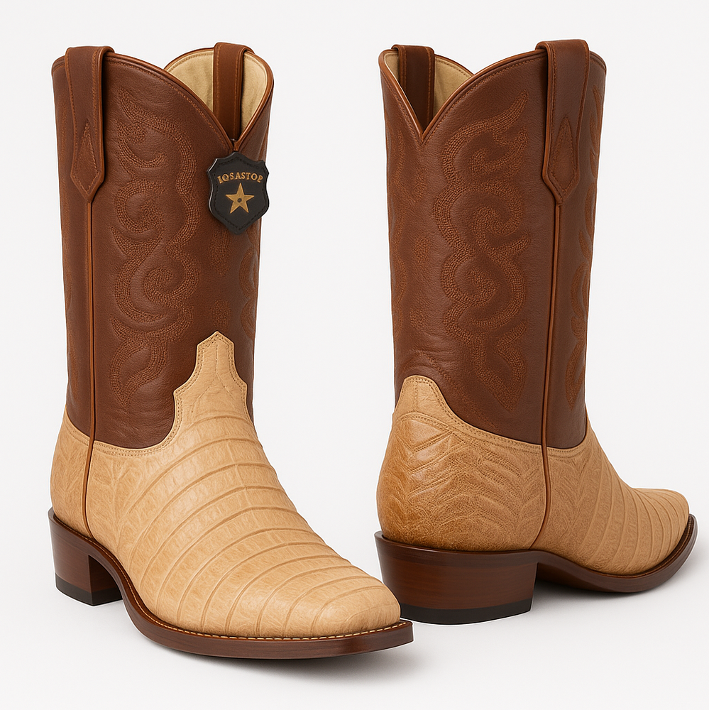 Los Altos Boots Caiman Belly Cognac Cowboy Boots J-Toe