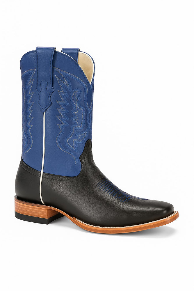 Los Altos Boots Men's Grisly Wide Square Toe Boots Black/Blue