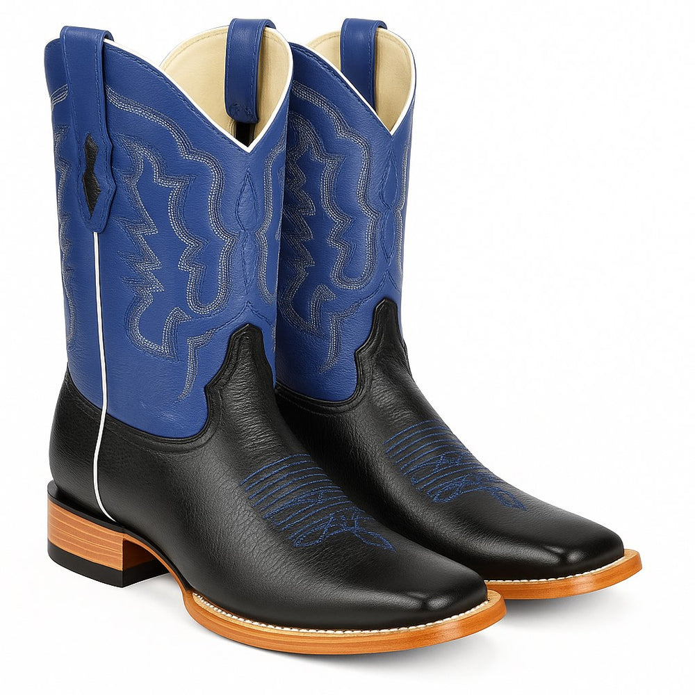 Los Altos Boots Men's Grisly Wide Square Toe Boots Black/Blue