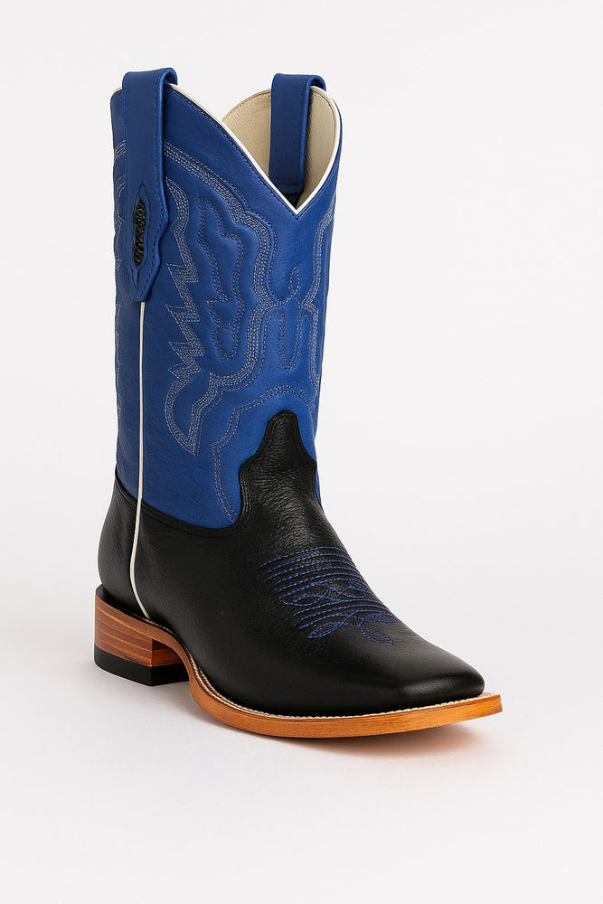 Los Altos Boots Men's Grisly Wide Square Toe Boots Black/Blue