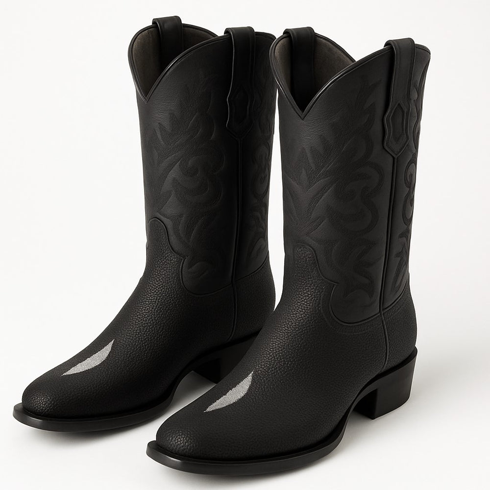 Los Altos Boots Men's Single Stone Stingray Square 7-Toe Cowboy Botas de mantarraya - Mantarraya boots