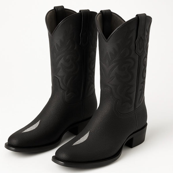Los Altos Boots Men's Single Stone Stingray Square 7-Toe Cowboy Botas de mantarraya - Mantarraya boots