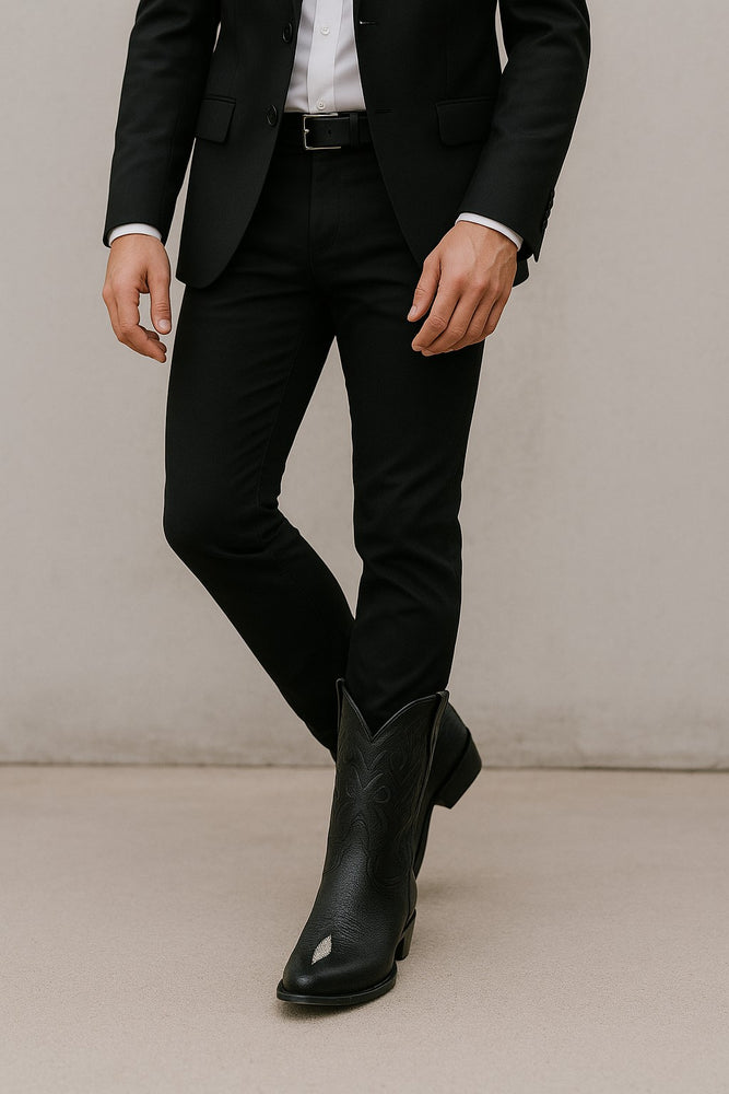 Los Altos Boots Men's Single Stone Stingray Square 7-Toe Cowboy Botas de mantarraya - Mantarraya boots