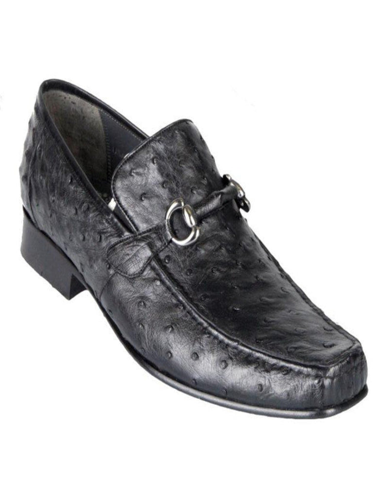 Mezlan Shoes Made in Spain - Los Altos Mens Black Ostrich Skin Loafers