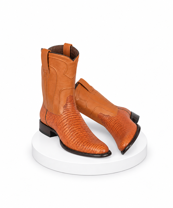 Los Altos Men's Genuine Lizard Teju Skin Honey Roper Toe Boot