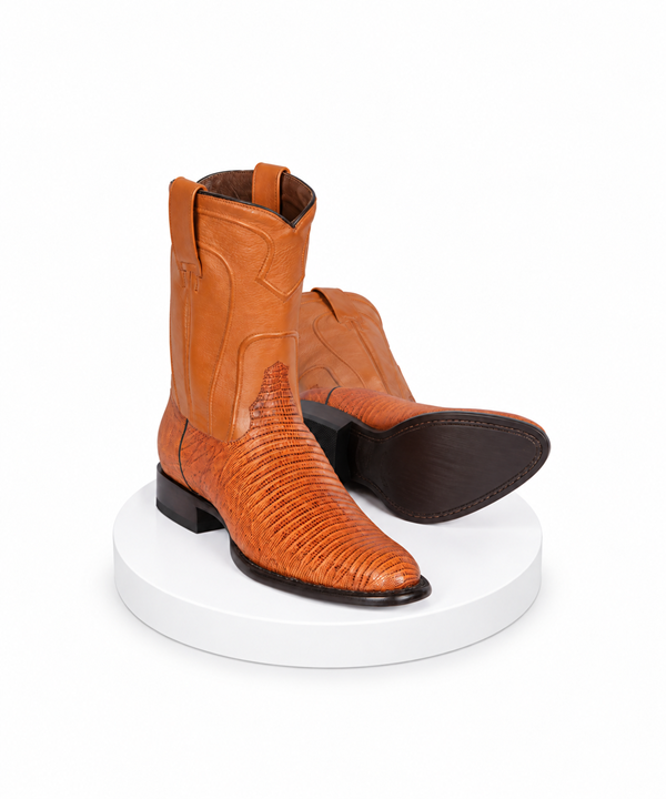 Los Altos Men's Genuine Lizard Teju Skin Honey Roper Toe Boot