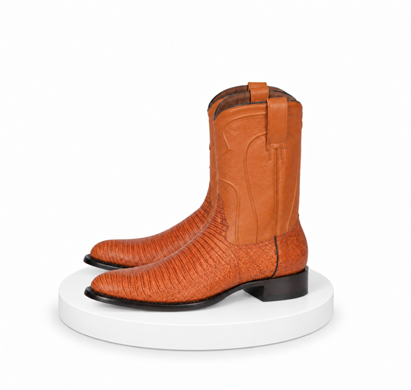 Los Altos Men's Genuine Lizard Teju Skin Honey Roper Toe Boot