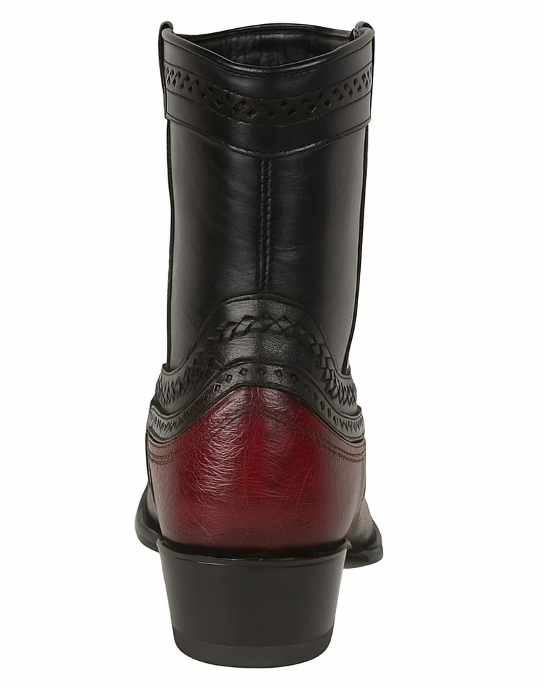 Los Altos Men's Original Smooth Ostrich Skin European Toe Short Boots - Burgundy