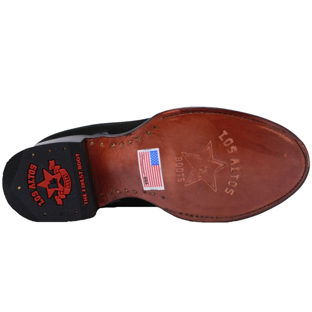 Los Altos Men's Round Toe Suede Leather Short Boots - Black 50B6305