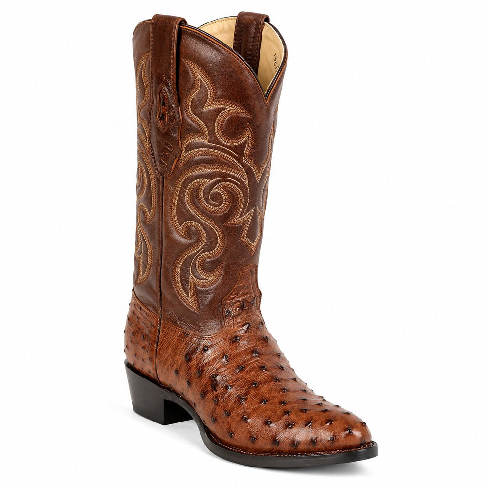Los Altos Men's Kango Tabac Genuine Ostrich Round Toe Boots