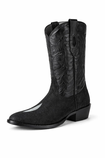 Los Altos Boots Single Stone Stingray R-Toe Black Cowboy Botas de mantarraya - Mantarraya boots