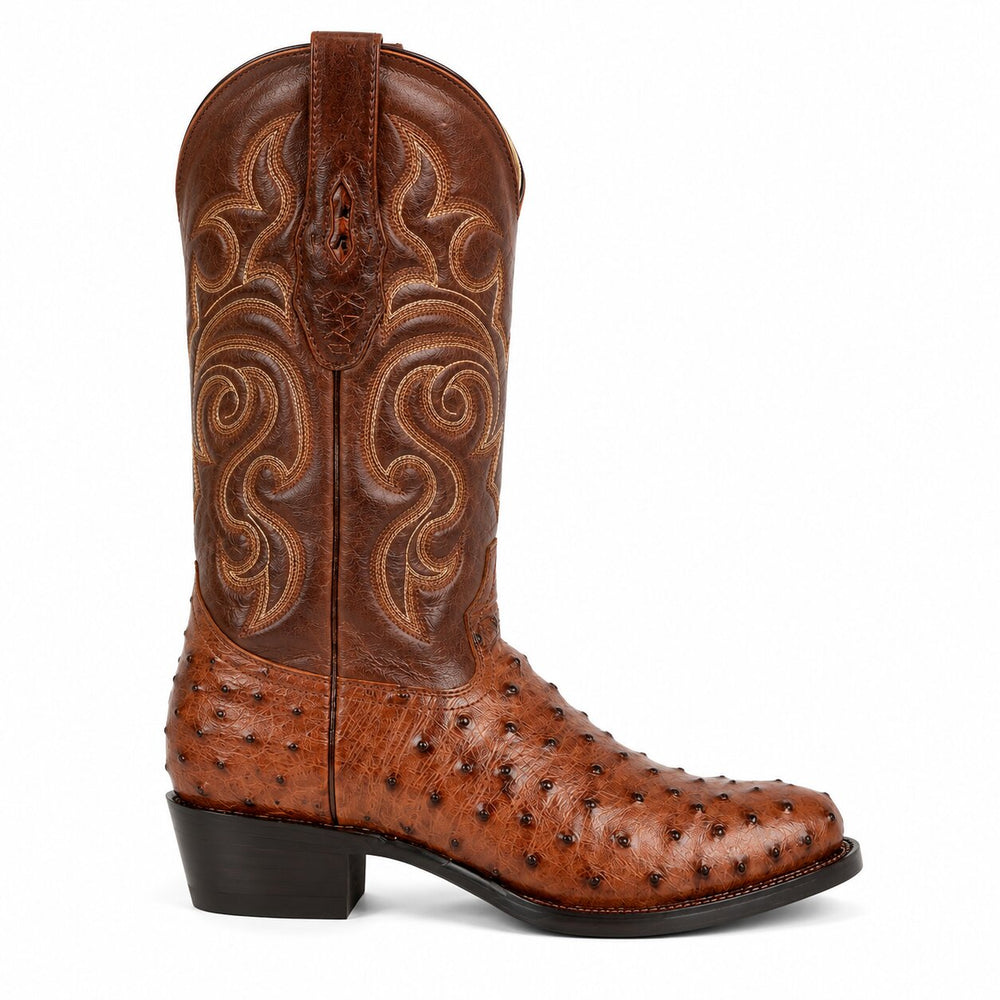 Los Altos Men's Kango Tabac Genuine Ostrich Round Toe Boots